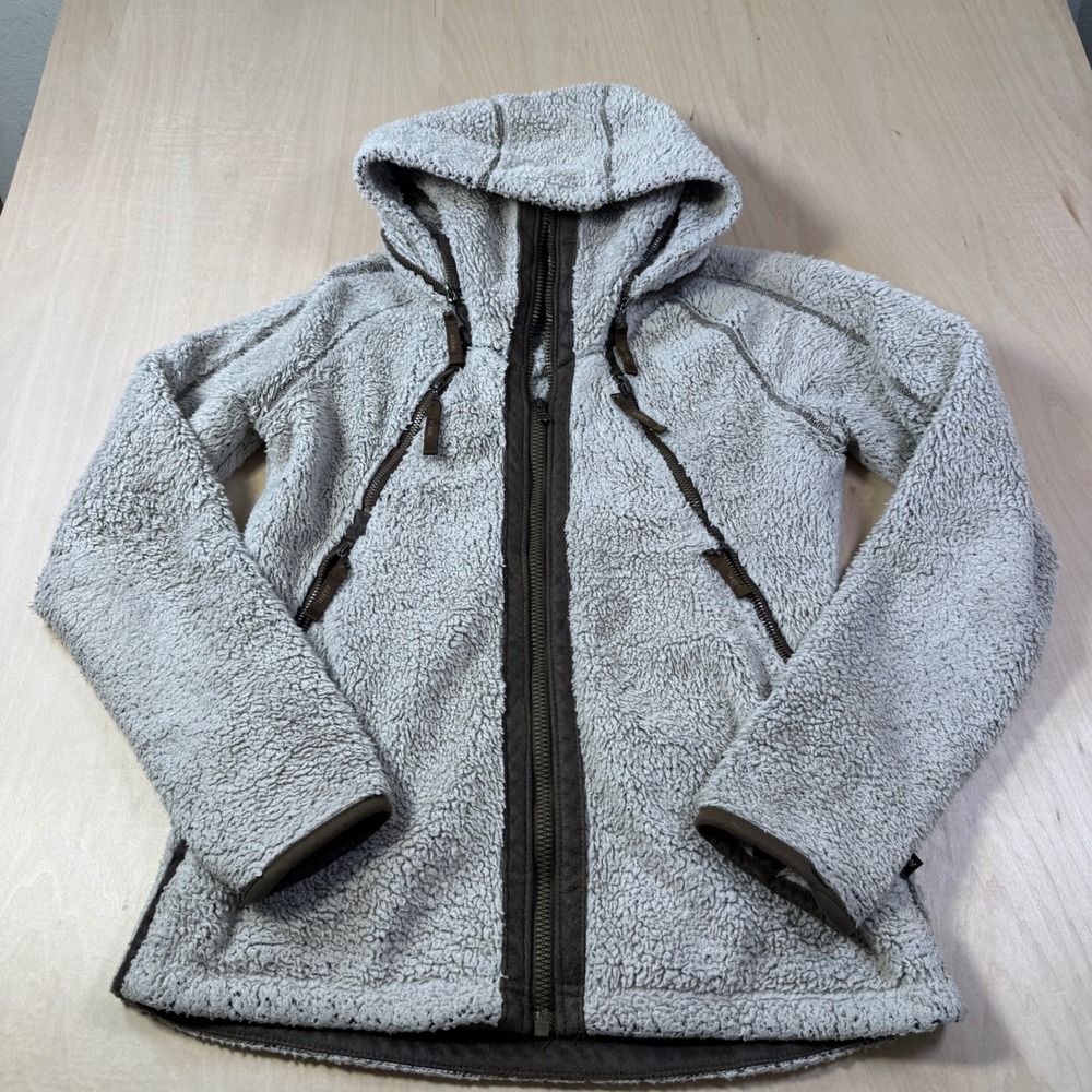 Kuhl Fleece Jacket Women's Size S Gray Full Zip Hooded Born In‎ The Mountains
